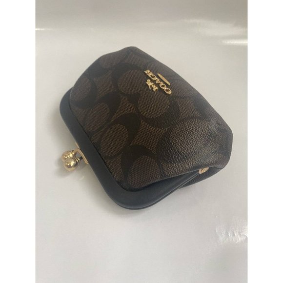 Coach NWT Nora Kisslock Card Case In Signature Canvas & Leather (C4309 ) - Picture 2 of 8